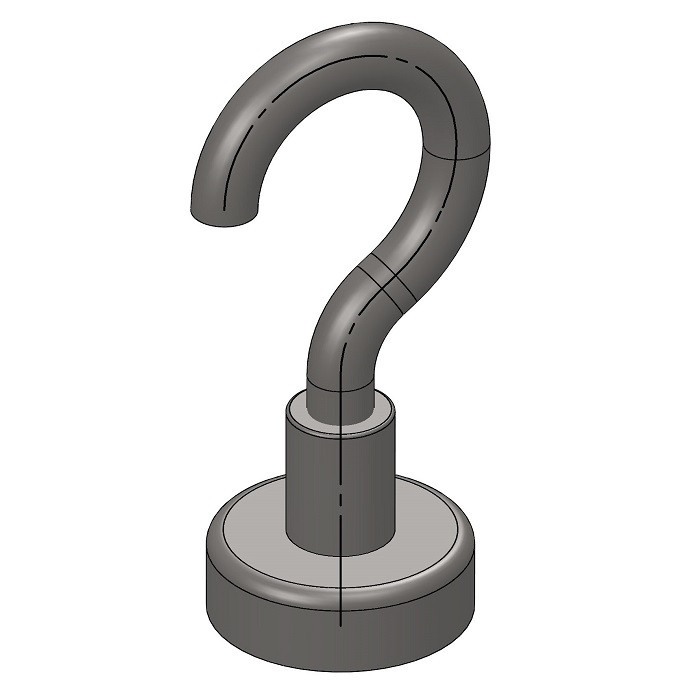 Cârlig magnetic argintiu, diametru 32 mm, NdFeB, forță de rupere 34 kg [5]