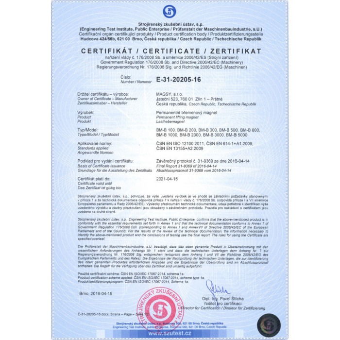 Dipozitiv magnetic de ridicat sarcini BM-B200 [4]