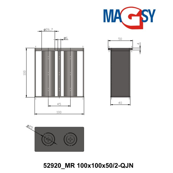 Grilă magnetică MR 100x100x50/2-QJN [3]