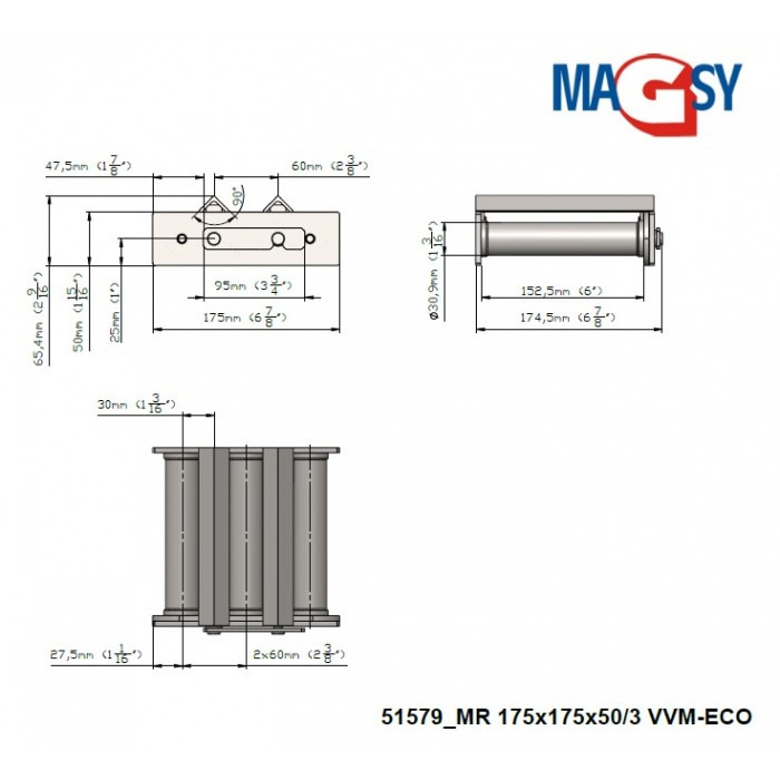 Grilă magnetică MR 175x175x50/3 VVM ECO [6]
