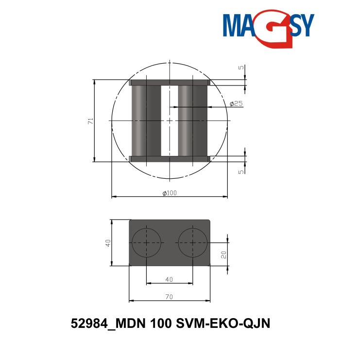 Magnet de buncăr (80 °C, 13.500 Gs, 95 N) diametru 100 mm [4]