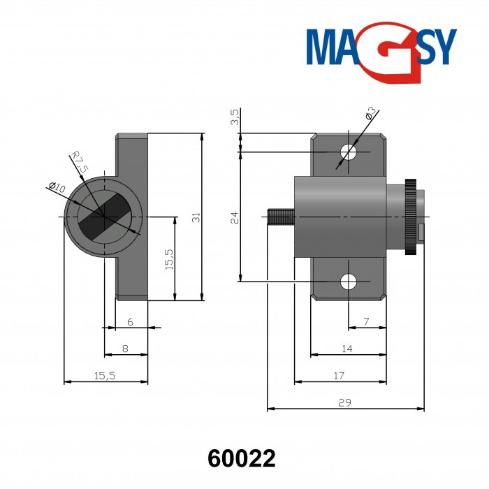 Magnet mobilier reglabil cu magnet de neodim, alb [4]