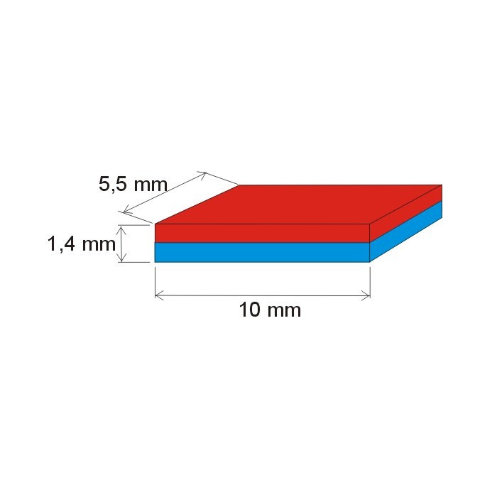 Magnet neodim bloc 10x5,5x1,4 P 150 °C, VMM6SH-N40SH [2]