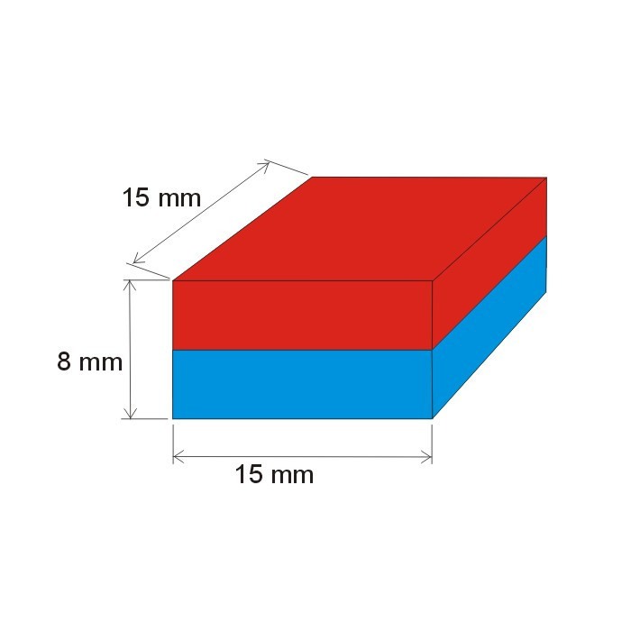 Magnet neodim bloc 15x15x8 N 80 °C, VMM7-N42 [2]