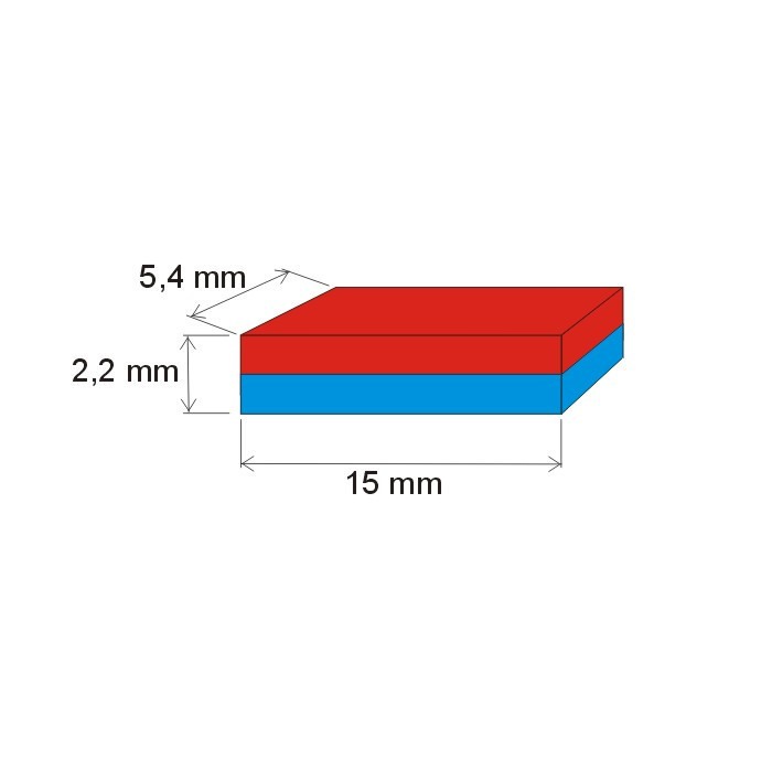Magnet neodim bloc 15x5,4x2,2 P 180 °C, VMM7UH-N42H [2]