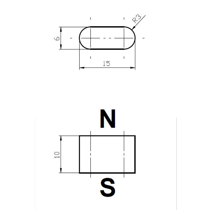Magnet neodim bloc 15x6x10 (R3) N 120 °C, VMM4H-N35H [2]