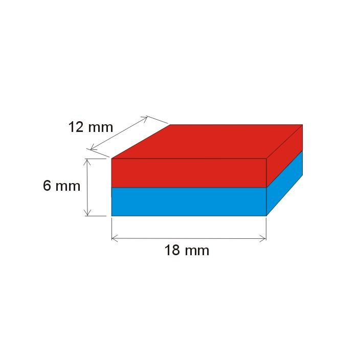 Magnet neodim bloc 18x12x6 N 80 °C, VMM4-N35 [2]