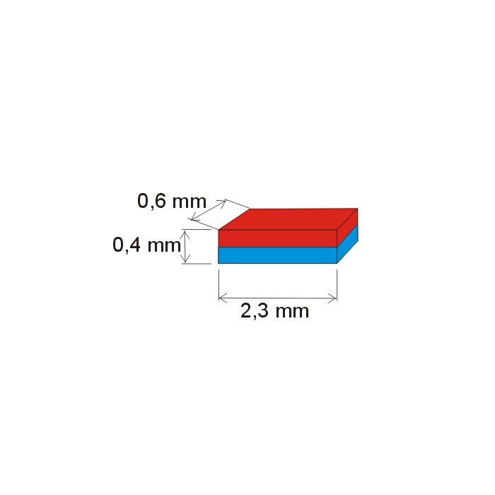 Magnet neodim bloc 2,3x0,6x0,4 P 150 °C, VMM8SH-N45SH [2]