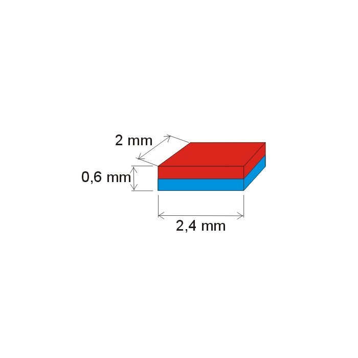 Magnet neodim bloc 2,4x2x0,6 N 150 °C, VMM8SH-N45SH [2]