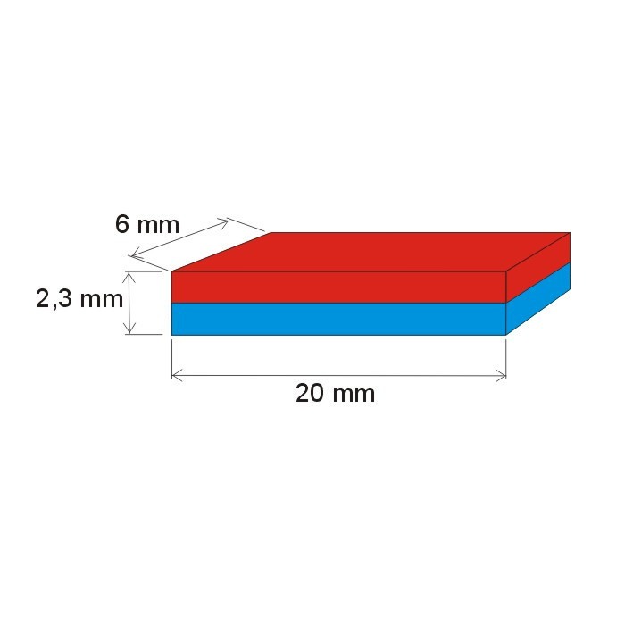 Magnet neodim bloc 20x6x2,3 P 180 °C, VMM5UH-N35UH [2]