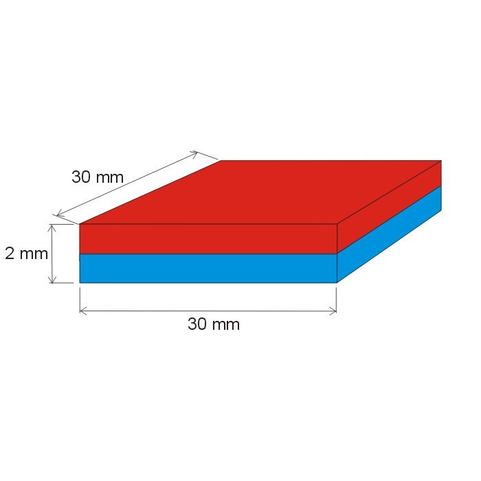 Magnet neodim bloc 30x30x2 N 80 °C, VMM10-N50 [2]