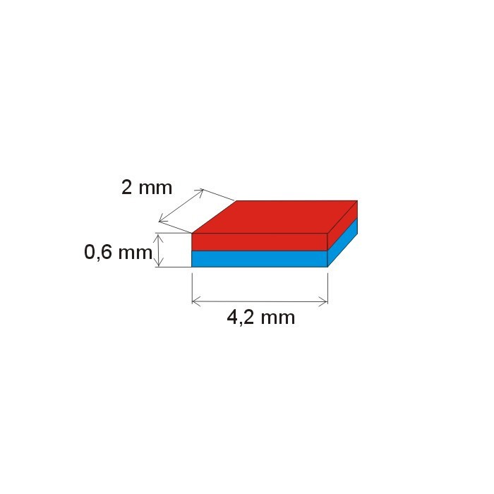 Magnet neodim bloc 4,2x2x0,6 N 150 °C, VMM8SH-N45SH [2]