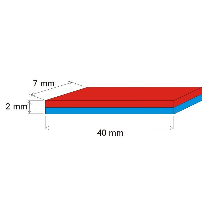 Magnet neodim bloc 40x7x2 P 180 °C, VMM5UH-N35UH [2]