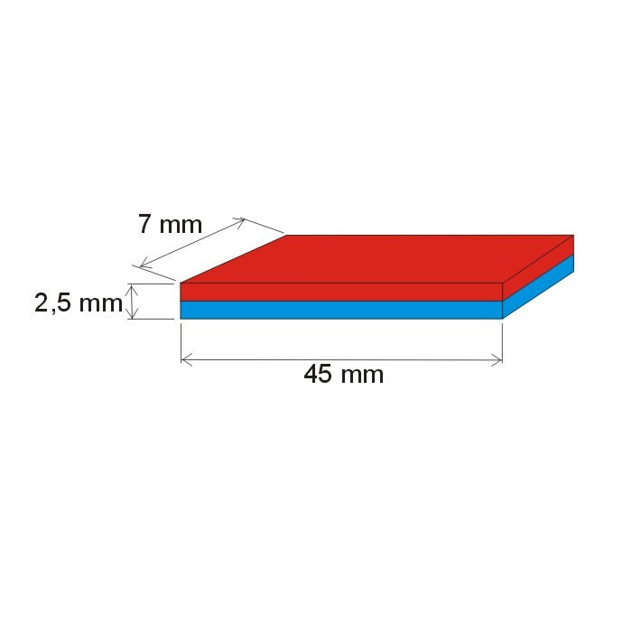 Magnet neodim bloc 45x7x2,5 P 180 °C, VMM5UH-N35UH [2]