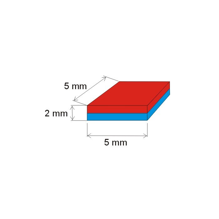 Magnet neodim bloc 5x5x2 Au 80 °C, VMM8-N45 [2]