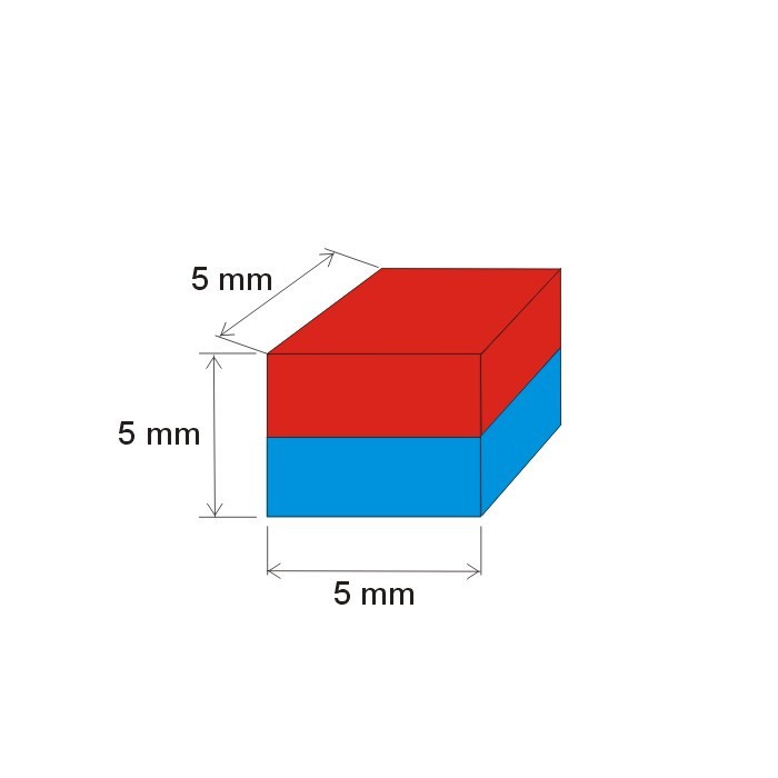 Magnet neodim bloc 5x5x5 Au 80 °C, VMM10-N50 [2]