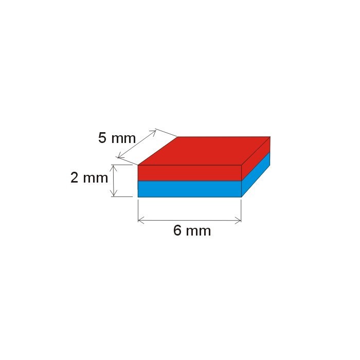 Magnet neodim bloc 6x5x2 P 180 °C, VMM5UH-N35UH [2]