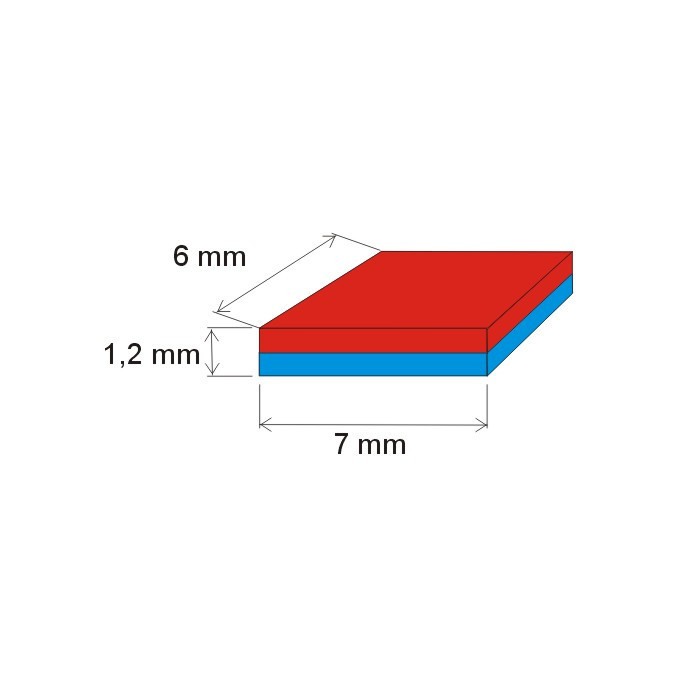 Magnet neodim bloc 7x6x1,2 Au 80 °C, VMM10-N50 [2]
