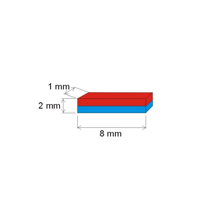 Magnet neodim bloc 8x1x2 Z 80 °C, VMM4-N35 [2]