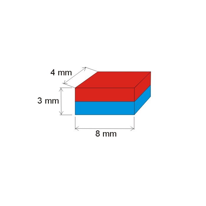 Magnet neodim bloc 8x4x3 N 80 °C, VMM8-N45 [2]