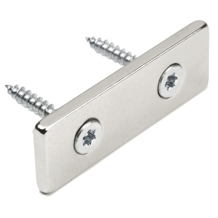 Magnet neodim bloc cu orificiu pentru şurub cu cap înecat 60 x 20 x 4 N 80 °C, VMM4-N35 [2]