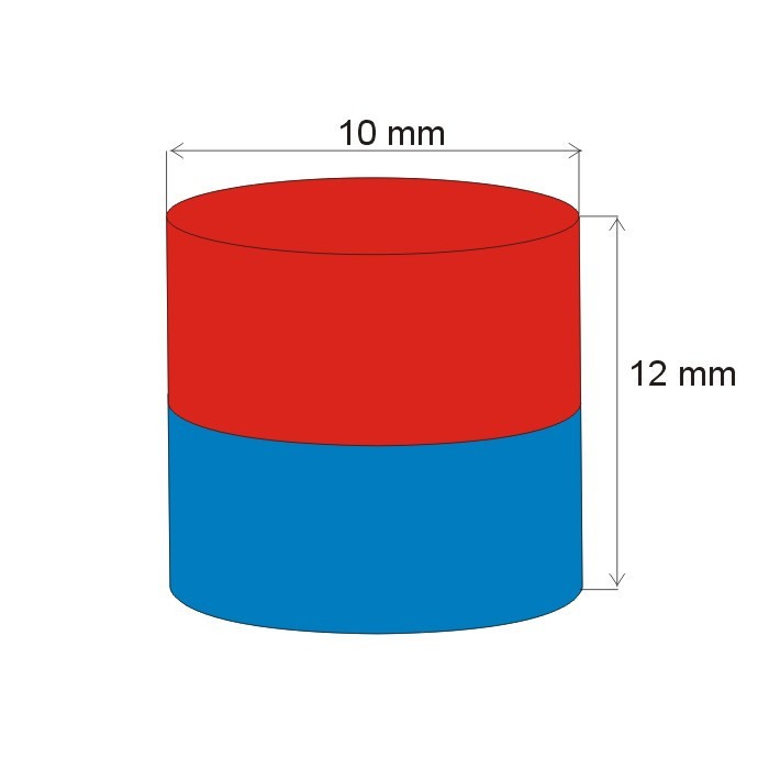 Magnet neodim cilindru cu diam.10x12 N 80 °C, VMM4-N35 [2]