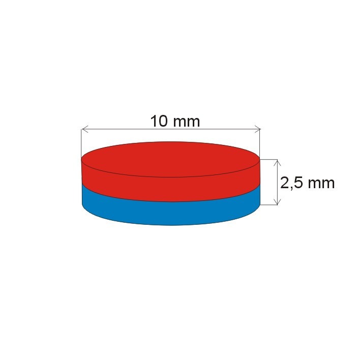 Magnet neodim cilindru cu diam.10x2,5 N 80 °C, VMM7-N42 [2]