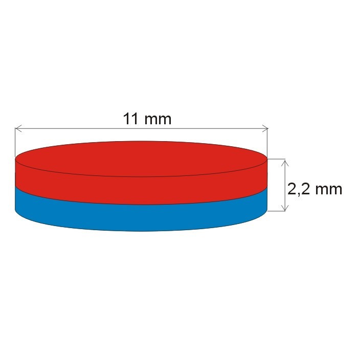 Magnet neodim cilindru cu diam.11x2,2 N 80 °C, VMM4-N35 [2]