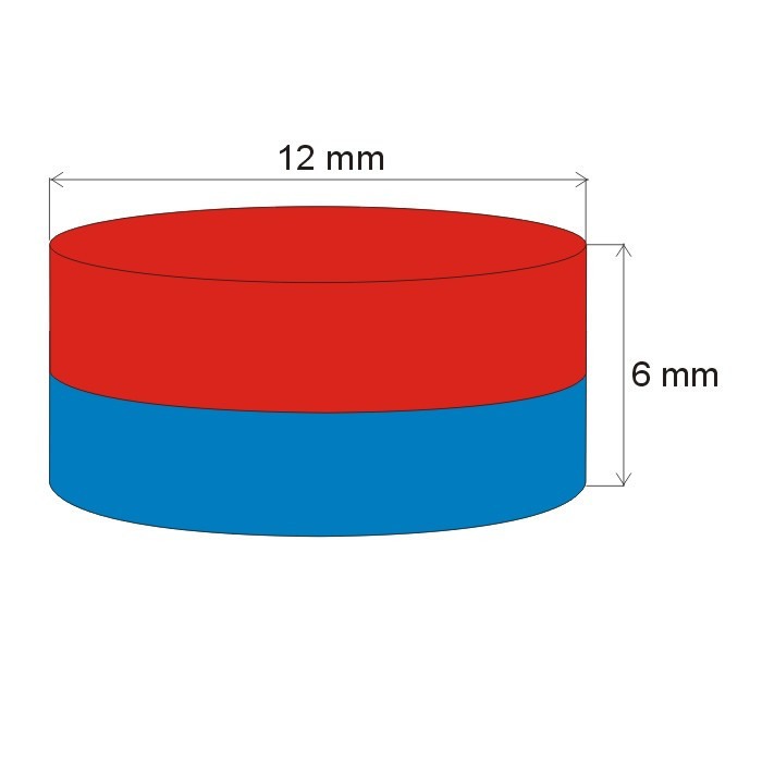 Magnet neodim cilindru cu diam.12x6 N 80 °C, VMM8-N45 [2]
