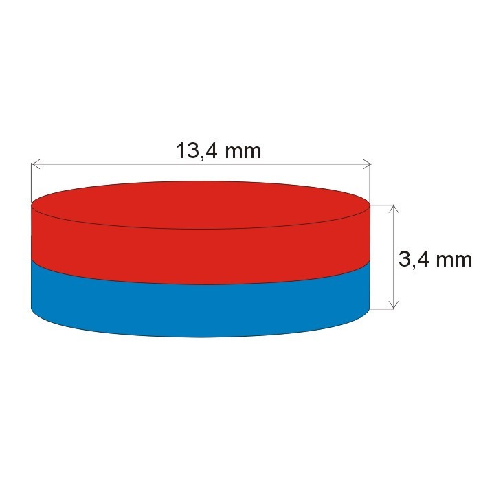 Magnet neodim cilindru cu diam.13,4x3,4 N 80 °C, VMM4-N35 [2]