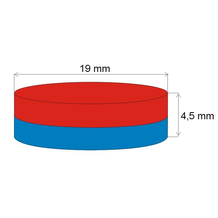 Magnet neodim cilindru cu diam.19x4,5 P 80 °C, VMM4-N35 [2]