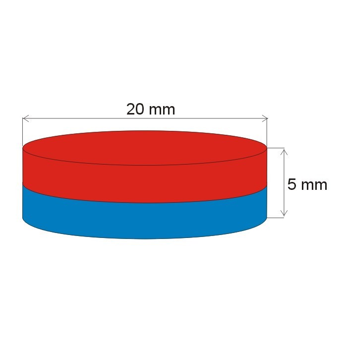 Magnet neodim cilindru cu diam.20x5 N 80 °C, VMM7-N42 [2]