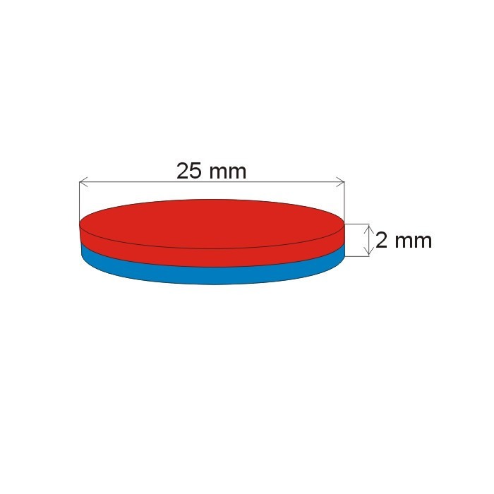 Magnet neodim cilindru cu diam.25x2 N 80 °C, VMM4-N35 [2]
