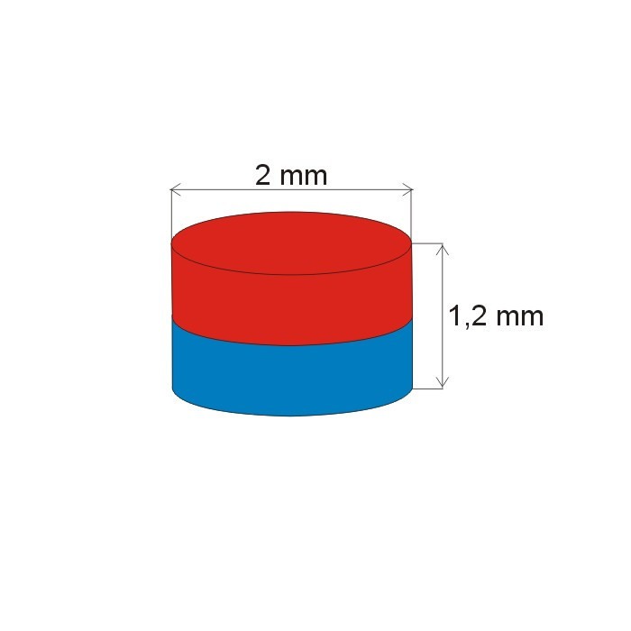 Magnet neodim cilindru cu diam.2x1,2 N 150 °C, VMM8SH-N45SH [2]