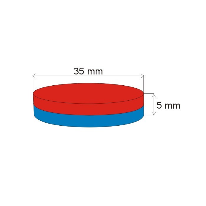Magnet neodim cilindru cu diam.35x5 N 80 °C, VMM7-N42 [2]