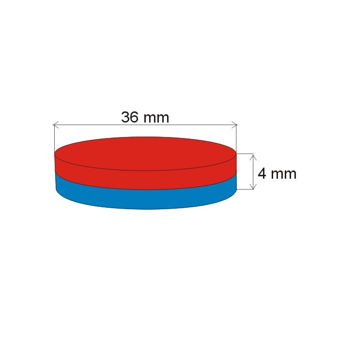 Magnet neodim cilindru cu diam.36x4 N 80 °C, VMM4-N35 [2]