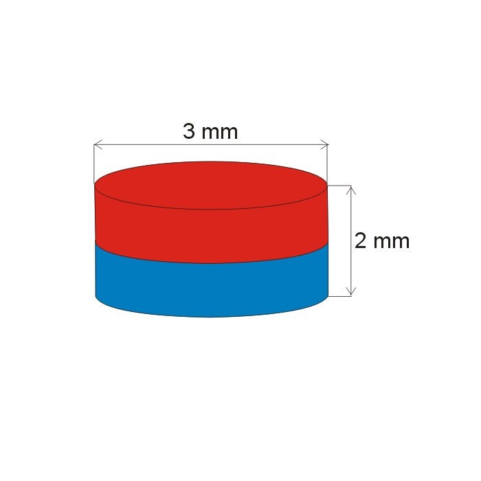 Magnet neodim cilindru cu diam.3x2 N 80 °C, VMM4-N30 [2]
