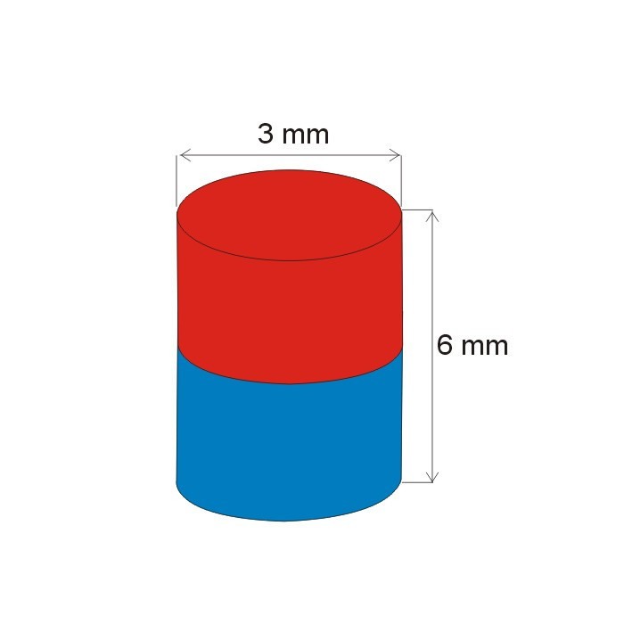 Magnet neodim cilindru cu diam.3x6 N 80 °C, VMM4-N30 [2]