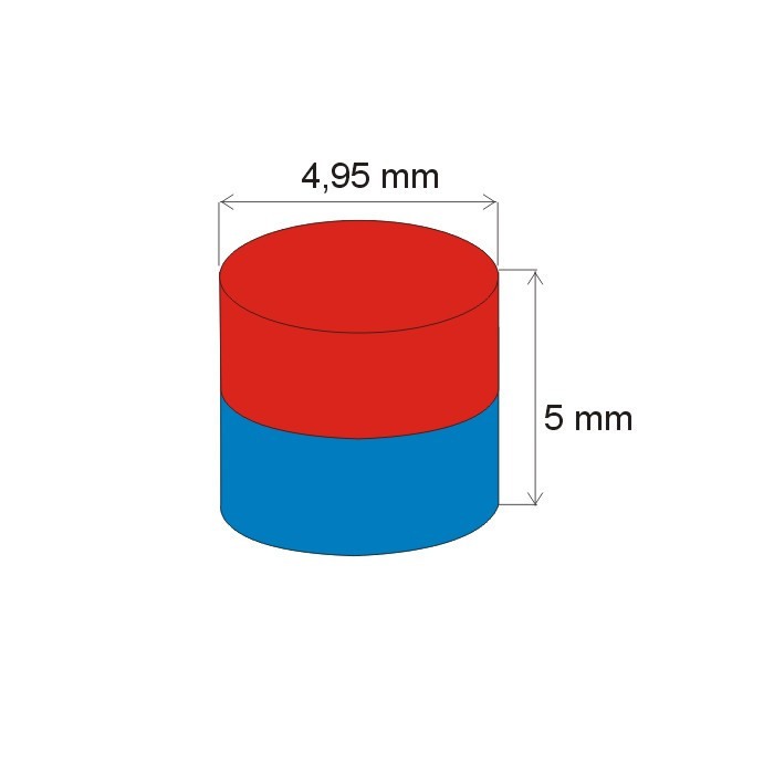 Magnet neodim cilindru cu diam.4,95x5 N 80 °C, VMM4-N35 [2]