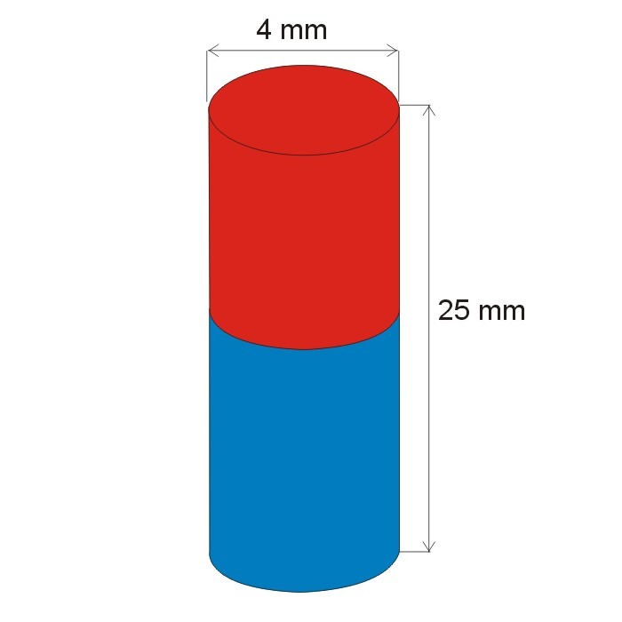 Magnet neodim cilindru cu diam.4x25 N 80 °C, VMM7-N42 [2]