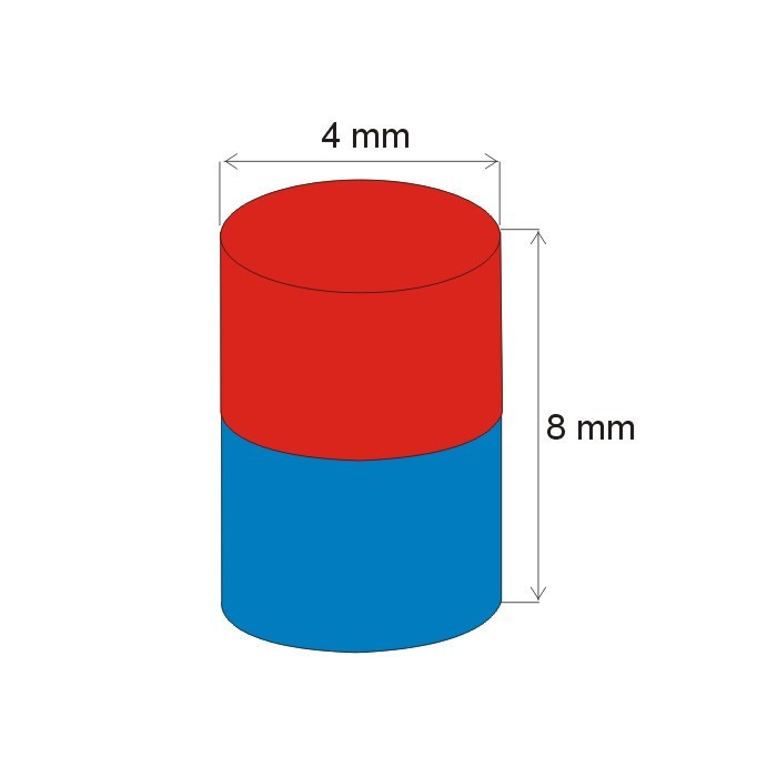 Magnet neodim cilindru cu diam.4x8 N 80 °C, VMM2-N30 [2]