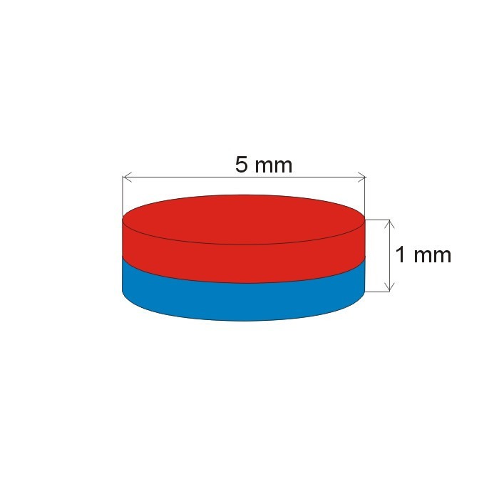 Magnet neodim cilindru cu diam.5x1 N 80 °C, VMM5-N38 [2]