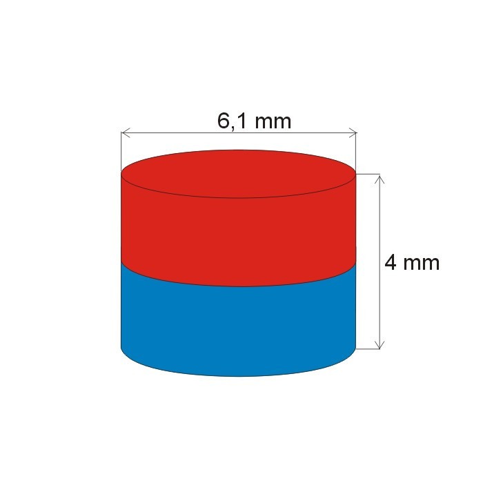 Magnet neodim cilindru cu diam.6,1x4 N 80 °C, VMM4-N35 [2]