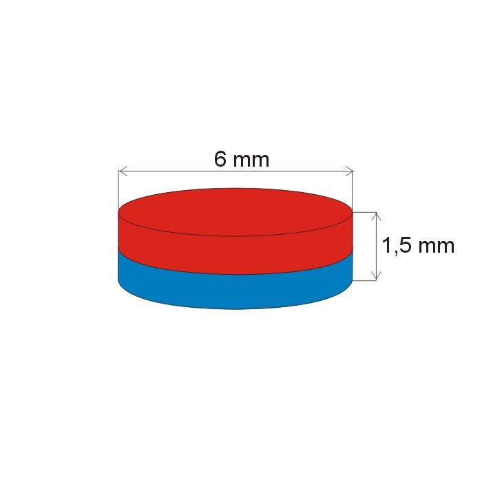 Magnet neodim cilindru cu diam.6x1,5 N 80 °C, VMM4 [2]