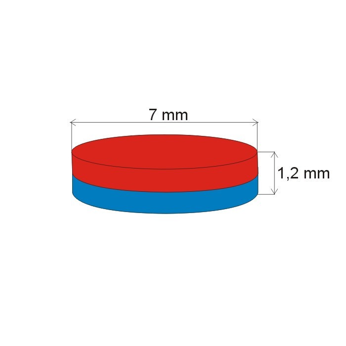 Magnet neodim cilindru cu diam.7x1,2 N 80 °C, VMM5-N38 [2]