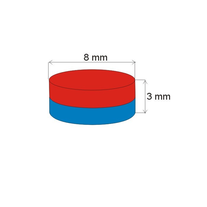 Magnet neodim cilindru cu diam.8x3 N 80 °C, VMM8-N45 [2]