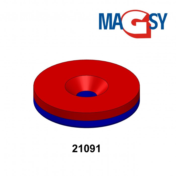 Magnet neodim cilindru cu gaură pentru șurub cu cap înecat diam. 23 x 4 N 80 °C, VMM4-N35 [3]