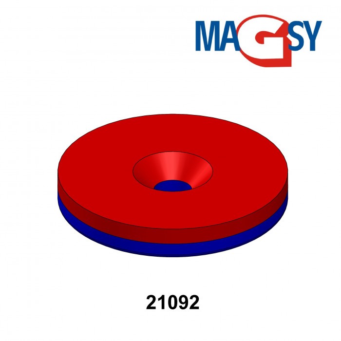 Magnet neodim cilindru cu gaură pentru șurub cu cap înecat diam. 27 x 4 N 80 °C, VMM4-N35 [5]