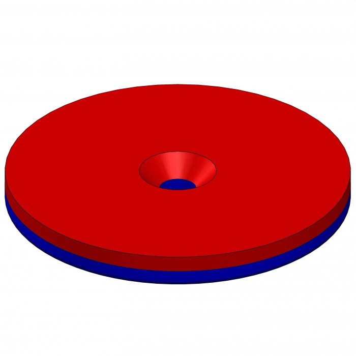 Magnet neodim cilindru cu gaură pentru șurub cu cap înecat diam. 42 x 4 N 80 °C, VMM4-N35 [3]