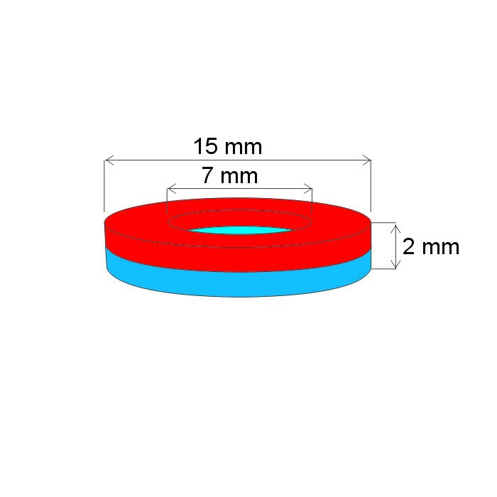 Magnet neodim inel cu diam.15,5xpr7x2 N 120 °C, VMM4H-N35H [2]